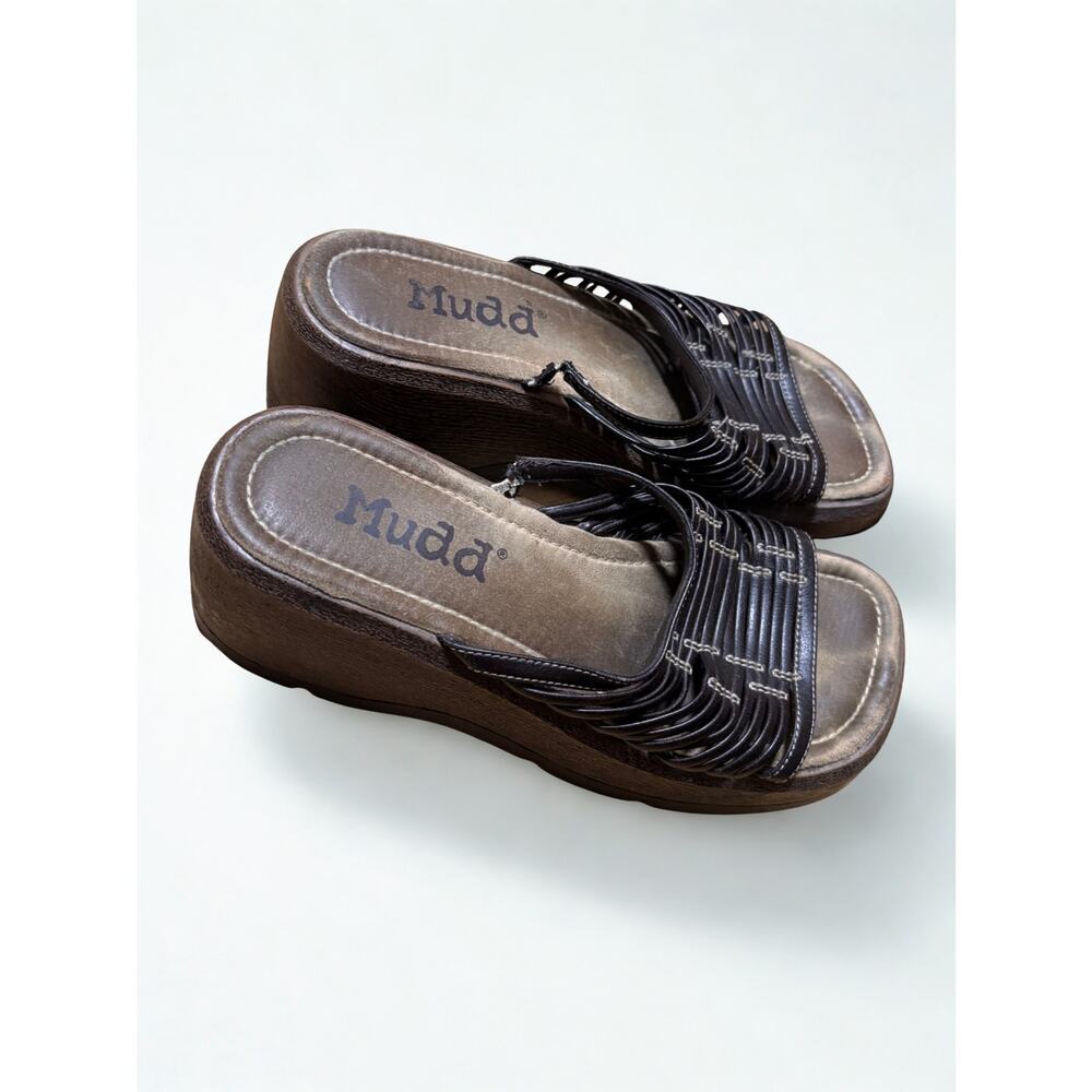 Vintage Y2K Mudd Platform Chunky Multi Strap Clogs Mule Size 7
